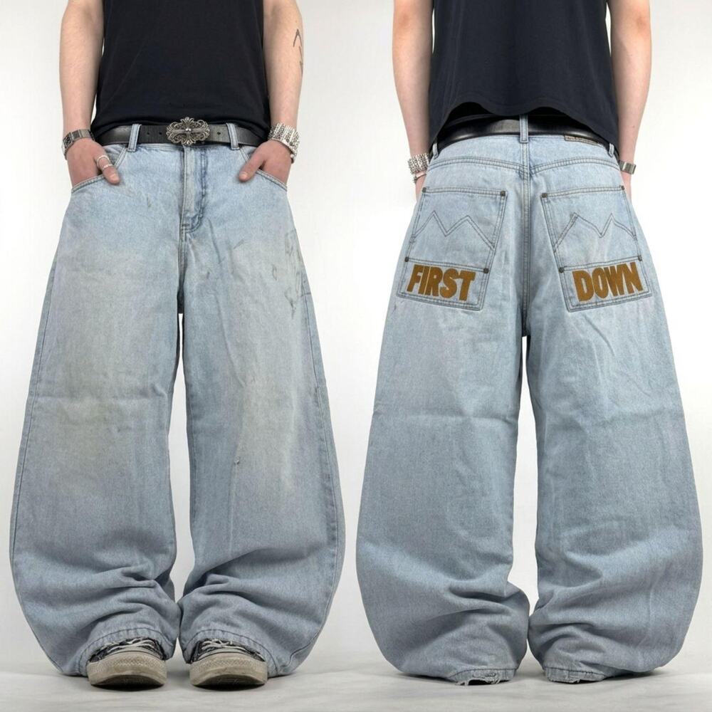 Vintage y2k rare embroidered grunge faded archive skater baggy jeans